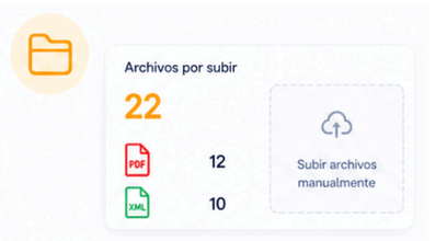 Pantalla de carga de archivos en MeliBoost con opciones PDF y Excel.
