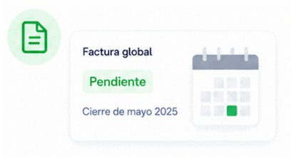 Factura global pendiente con cierre en mayo 2025 en MeliBoost.